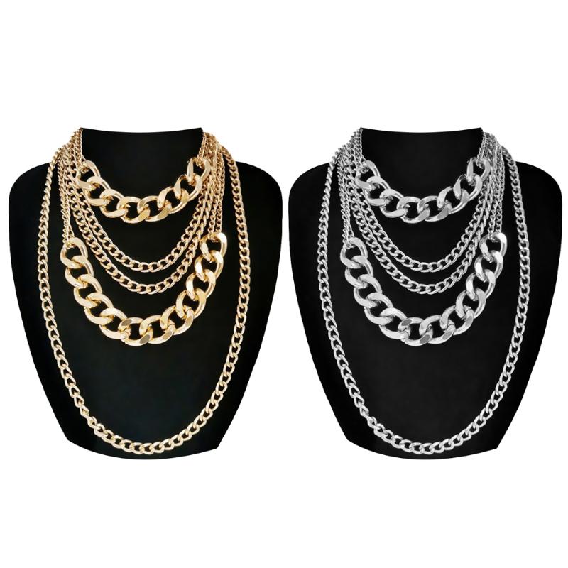 

Chains Punk Big Thick Chain Choker Multi-layer Necklace For Women Men Exaggerated Travel Street Hip Hop Collares Jewelry Gifts