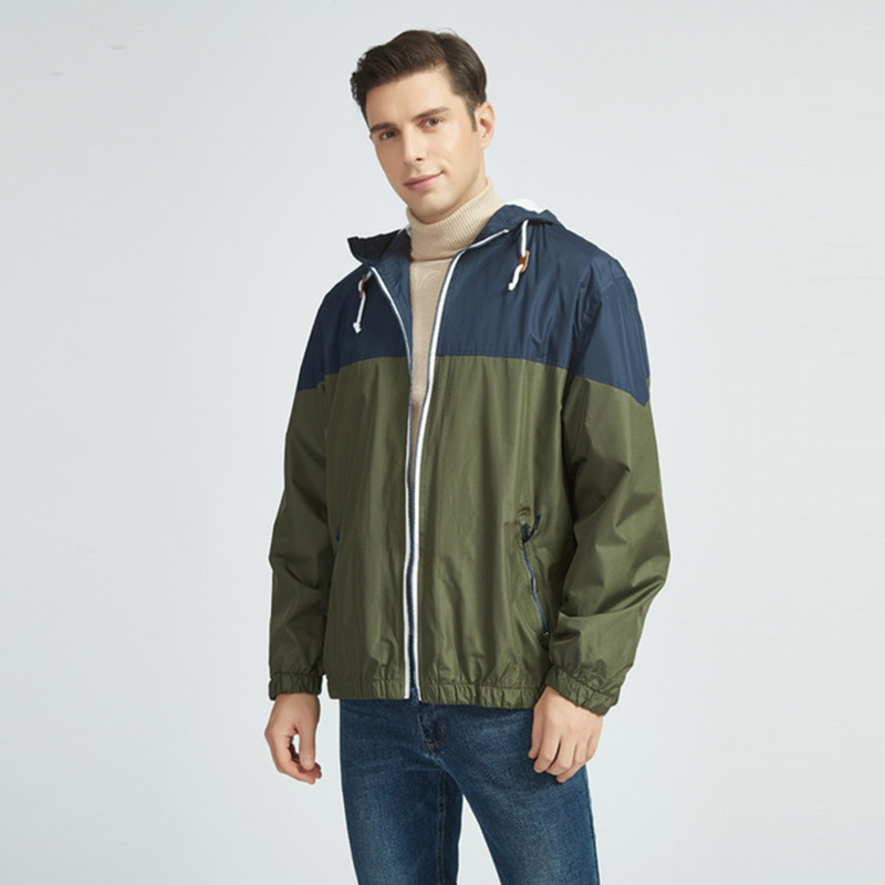 

Hoodie Men's Hooded Jacket Windproof Waterproof Thin Top Stitching Contrasting Color Long Sleeve Zipper Cardigan Fall/Winter Warm Essential Clothing, Customize