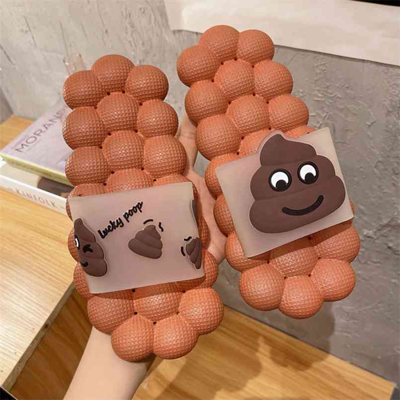 

Massage Slipper Bubble Flat Flip-flops Female Non-slip Indoor Home Slides Woman EVA Soft Couples Shoes Cartoon 210824, Dark brown