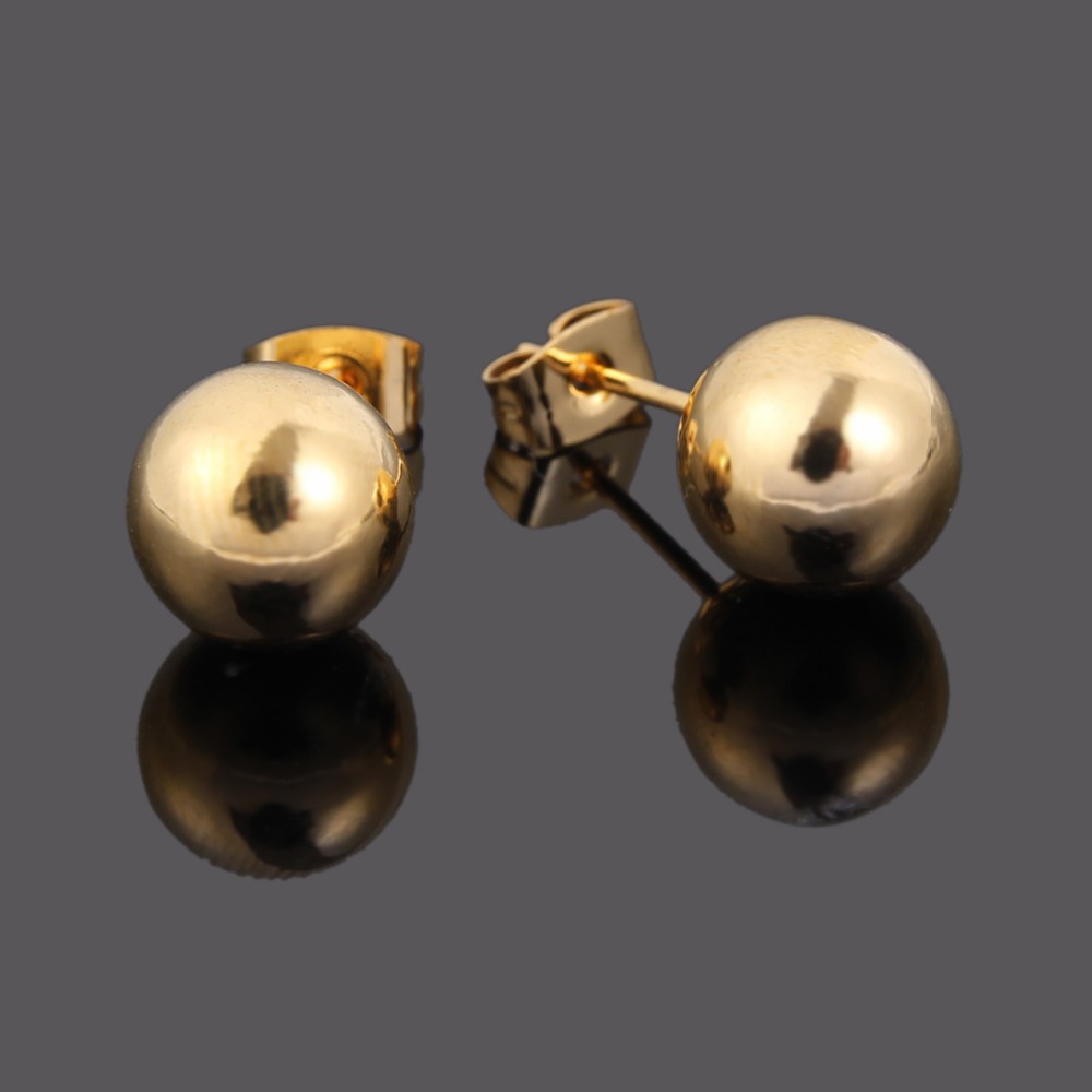 Wholesale Stud 10mm Ball Earring 18 K yellow Fine Gold Shape Classic Design Earrings For Women Jewelry-image-681693258