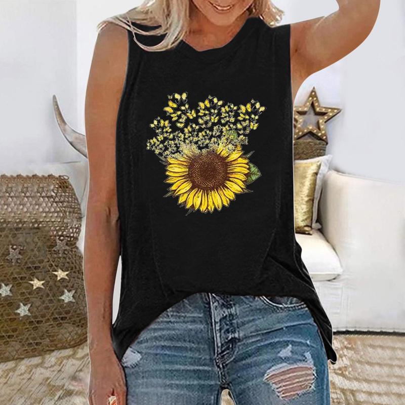 

Women' T-Shirt Fashion Summer Women Sunflower Novelty Graphic Tee Casual Loose Tunic Top Lady Girl Y2K Clothes 2021 Mujer Camisetas A40, Bk