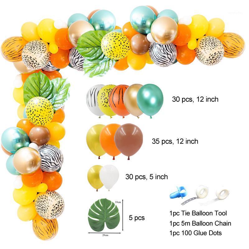 

Party Decoration 1Set Green Balloon Kit Jungle Safari Confetti Baby Shower Hawaii DIY Digital Foil Ball Arch Decor