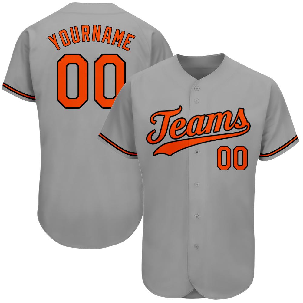 

Custom Gray Orange-Black-2 Authentic Baseball Jersey, Women size s-xxl