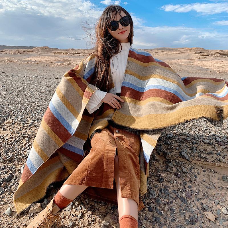 

Scarves Travel Scarf European/American Folk Style Cape Air Conditioning Shawl Woman Autumn/Winter Fashion Cashmere-like Pograph