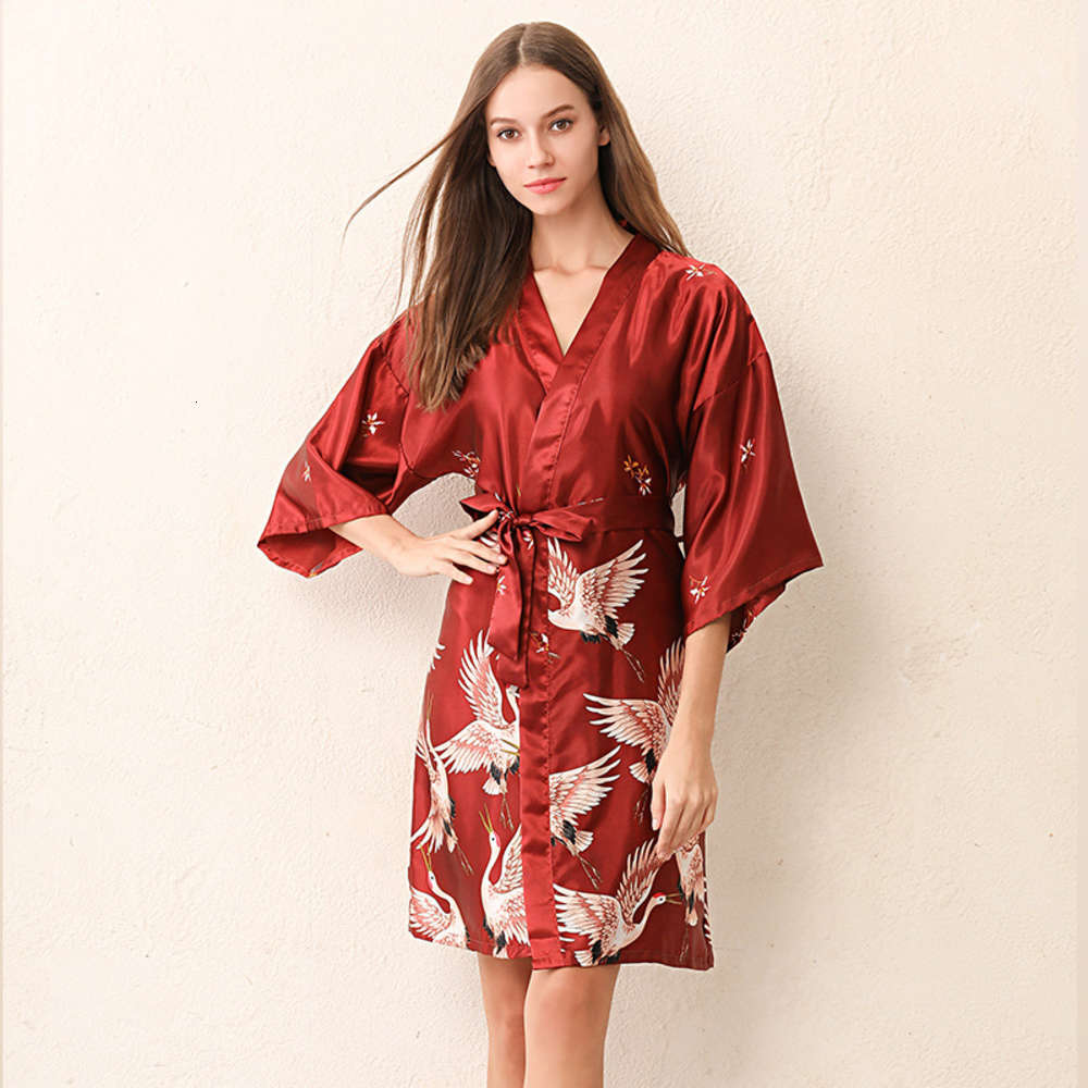 

Pajama girl spring summer autumn loose size bridal robe silk bath outer Bridesmaid lady morning Robe