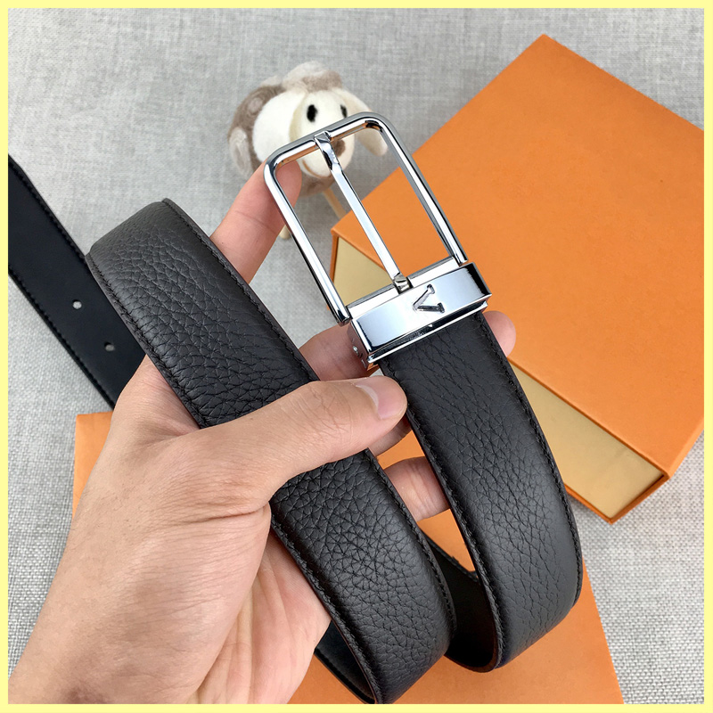

Genuine Leather Belt Men Designer Belts For Women Width 3.4cm Letters Silver Buckle Luxury L Belt Waistband Cintura Ceinture Good, As pics