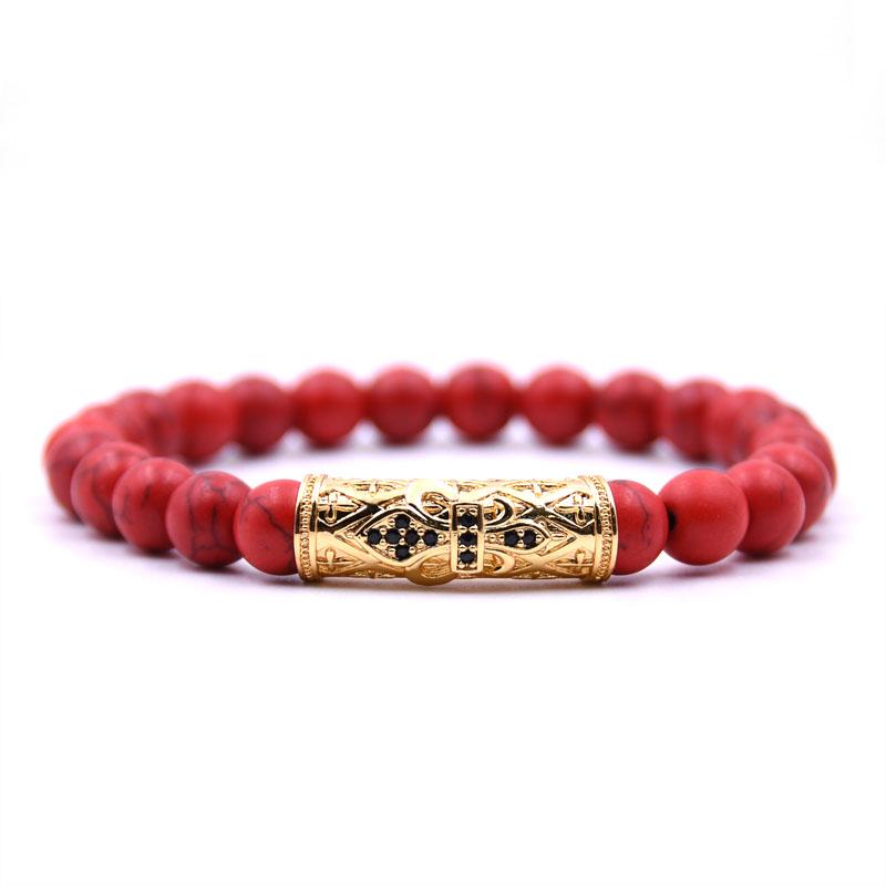

Kang Hua 2021 5 Colors 8mm Stone Charm Bracelet Classic Pave CZ Gold Tube Bracelets For Men&Women Jewelry Beaded, Strands, Black