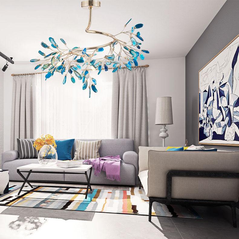 

Chandeliers Modern Natural Agate Chandelier Colorful Tree Branch Beautiful Elegant Pink/green/purple/orange Lighting