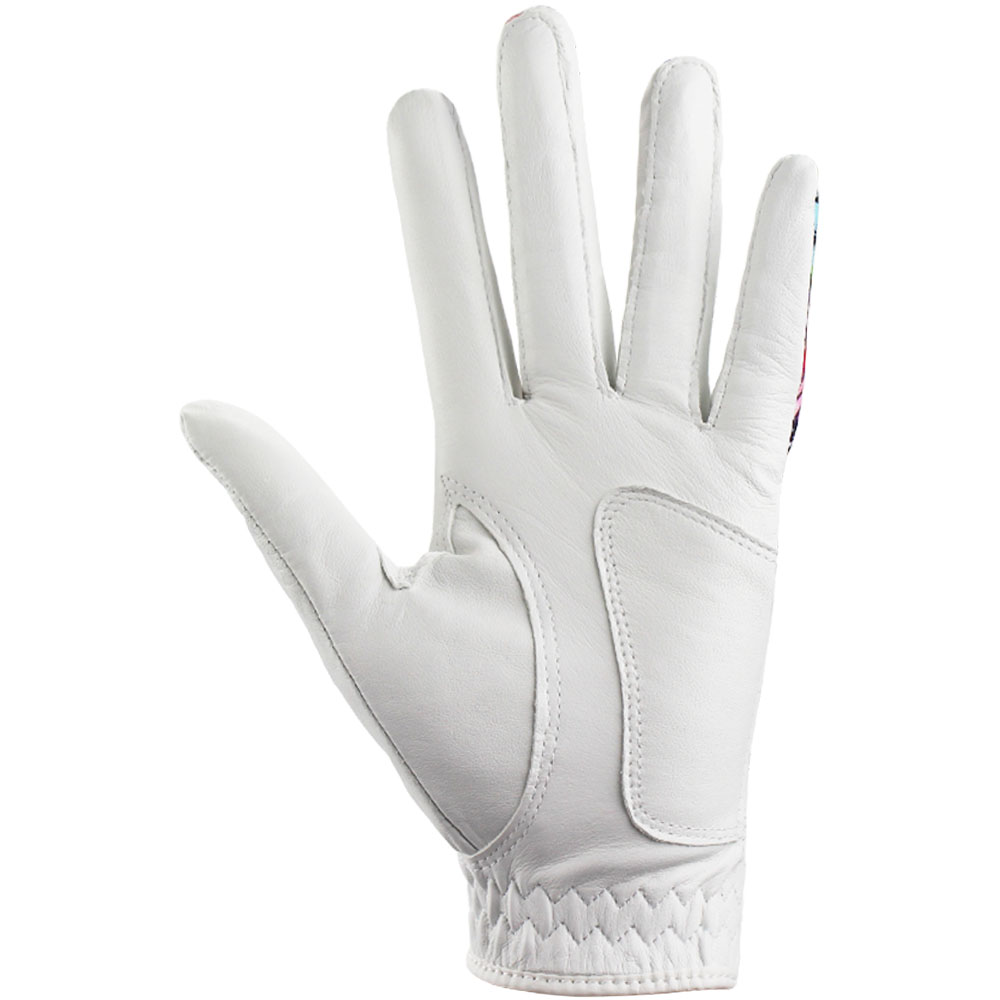 

Pack 1 Pair Golf Gloves Women Left and Right Hand Genuine Leather Lycra Non-Slip Colorful Fabric Breathable Soft Sports Glovesg