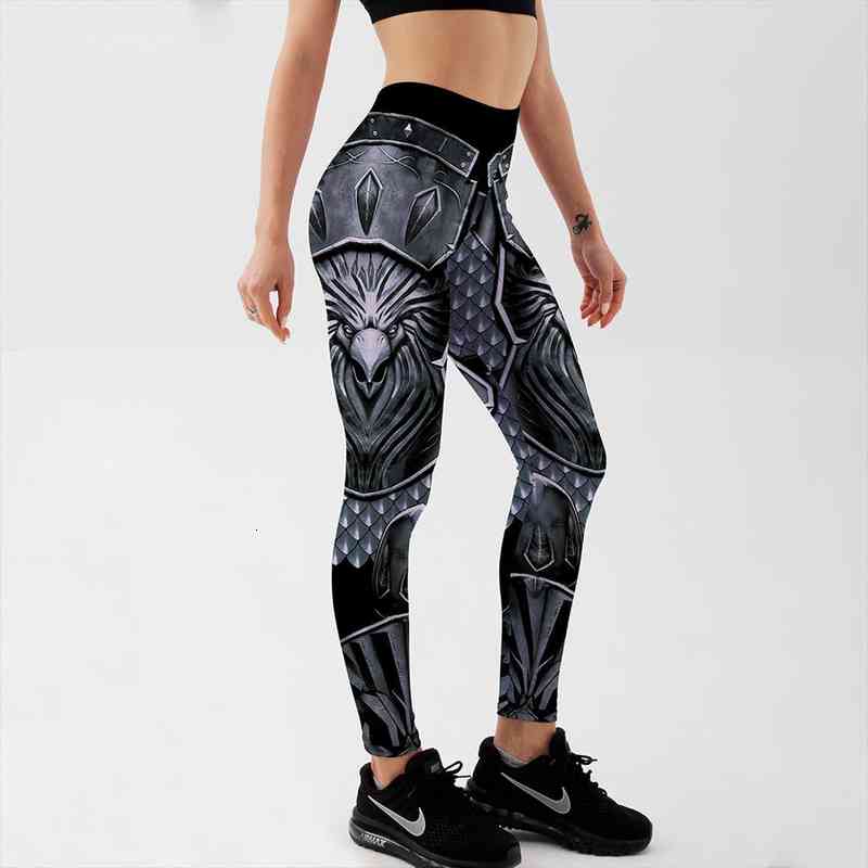 Qickitout Leggings Arrival Womens Steel Armor Aagle Dark Leggings Digital Print Pants Trousers Stretch Pants Plus Size