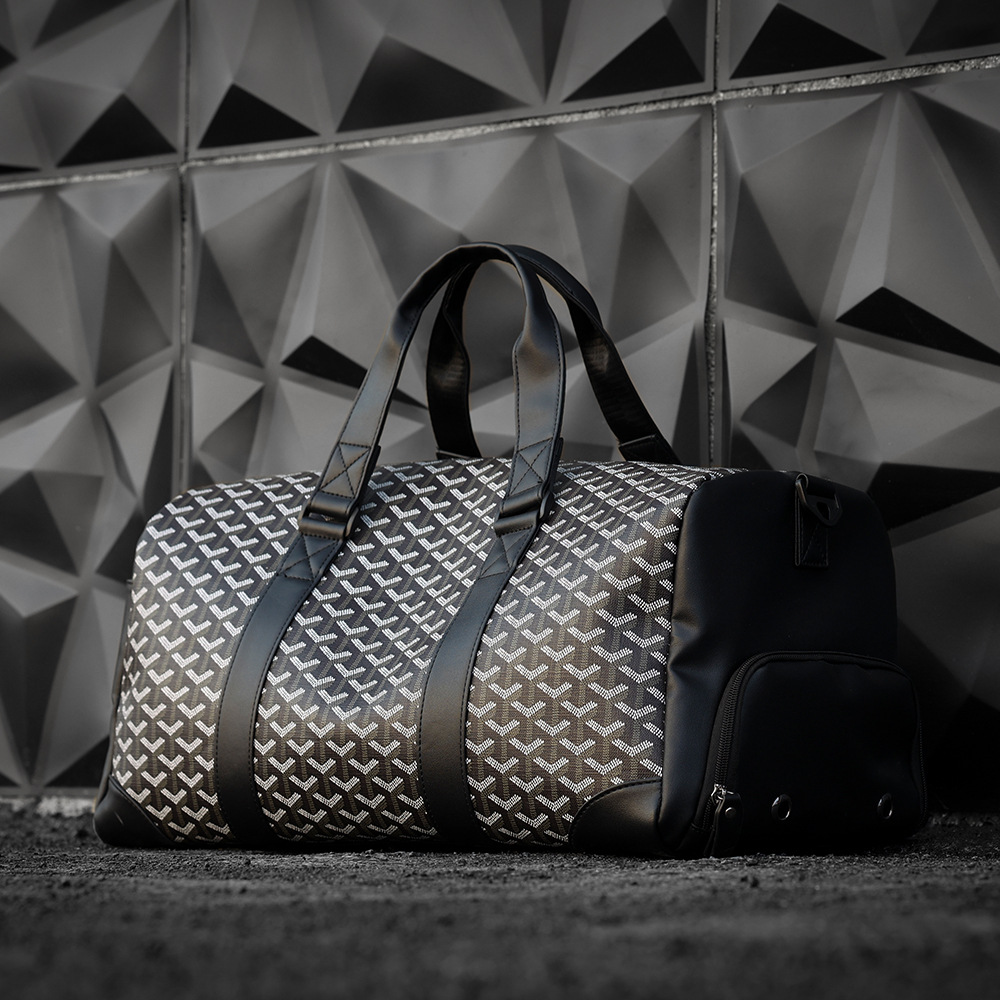 

Factory wholesale mens leather shoulder bags fashion printed men handbags dry-wet separation short-distance leisure business bags large cross plaid backpack, Black3-49913