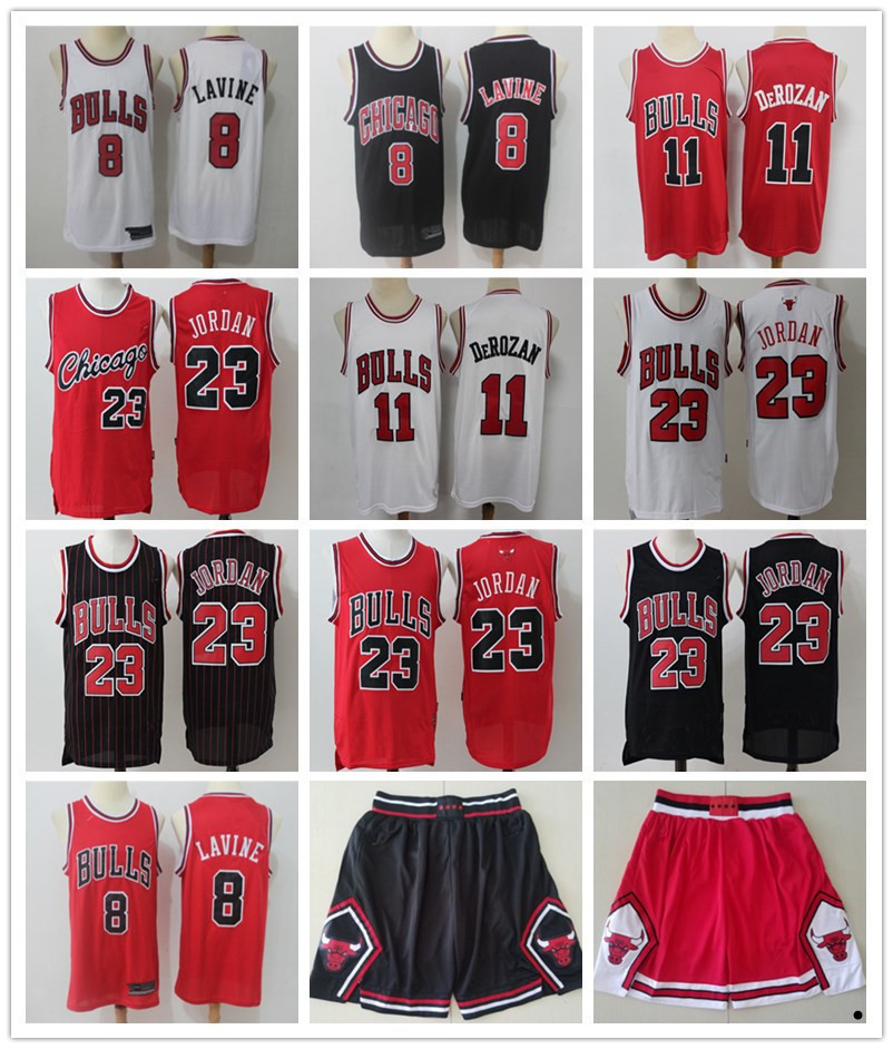 

Men Basketball Jerseys Throwback michael 23 MJ Zach 8 LaVine DeMar 11 DeRozan Shorts Black Red Chicago''Bulls''jersey, Color