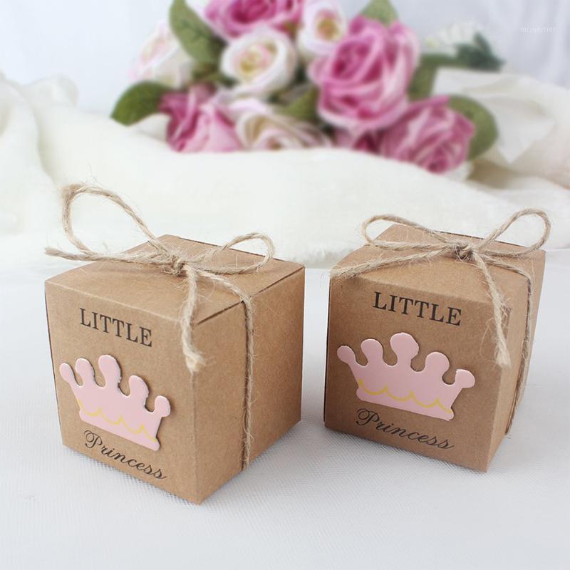 

Gift Wrap 50pcs Little Princess Baby Shower Kraft Favor Boxes With Twine Bow, Rustic Candy Box Chocolate Packaging Bag For