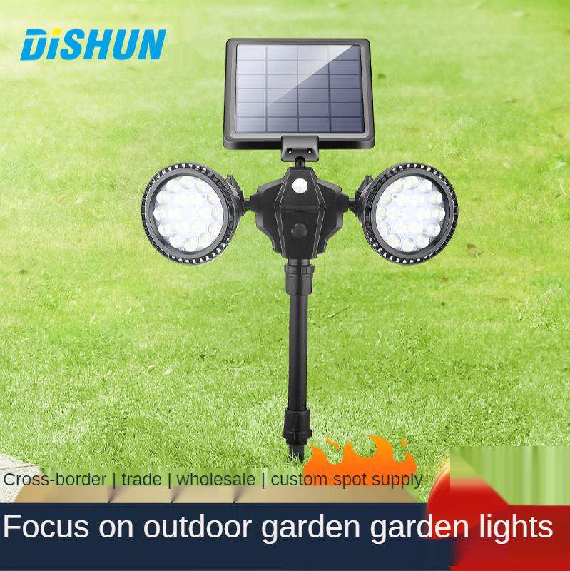 

Outdoor Wall Lamps Style High Sensitivity Long Range 150 Degree Human Body Sensing Solar Lawn Lamp Courtyard Double Head Spotlight