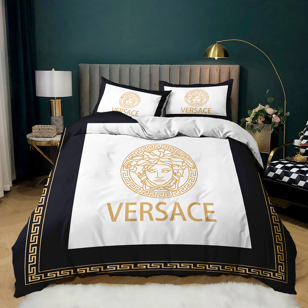 Luxury design printed textile 3-piece set of bedding king size, duvet cover modern style, household goods/holiday gifts/hotel, including 2 pillow-image-708497642