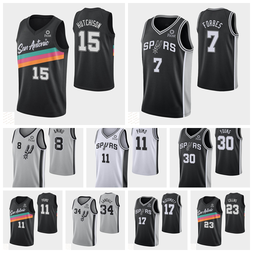 

SanAntonioSpursMEN basketball Icon Bryn Chandler Hutchison Jock Landale Forbes Black Jersey high quality, White;black
