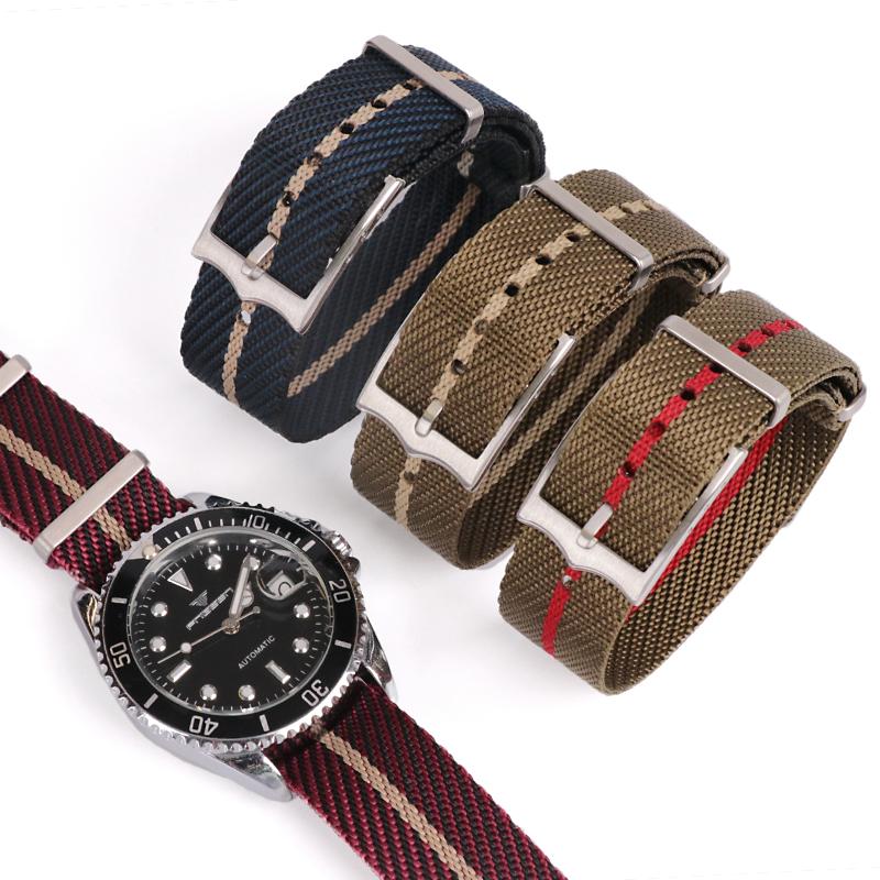 

Watch Bands Stripe Canvas Nylon Watchband Universal Strap For Sea Master 300 Bond Calibre Bracelet Accessories 20mm Nato 007
