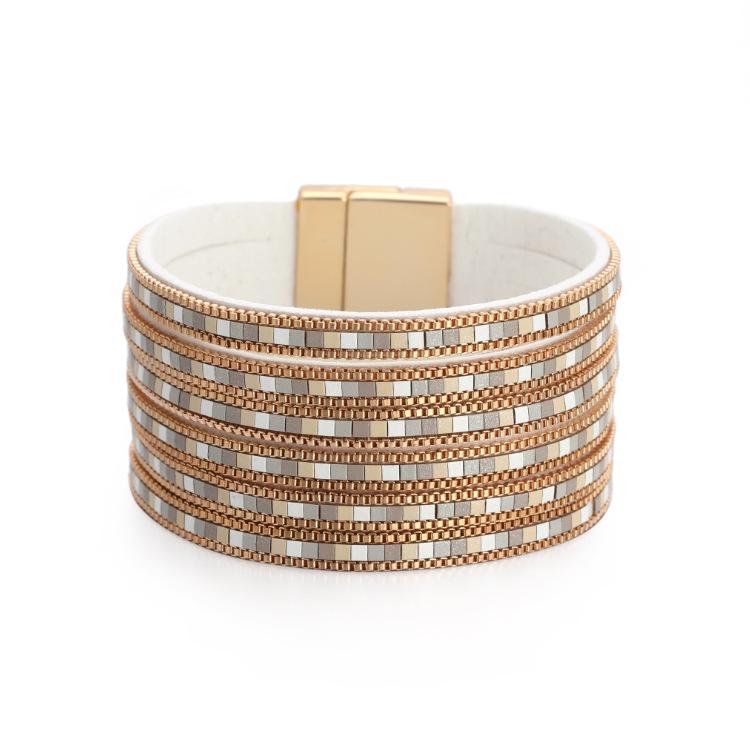 

Bangle Bohemian Style Multi-layer Chain Magnetic Buckle Charm Women's Bracelet Creative Exaggerated Decoration Female Jewelry