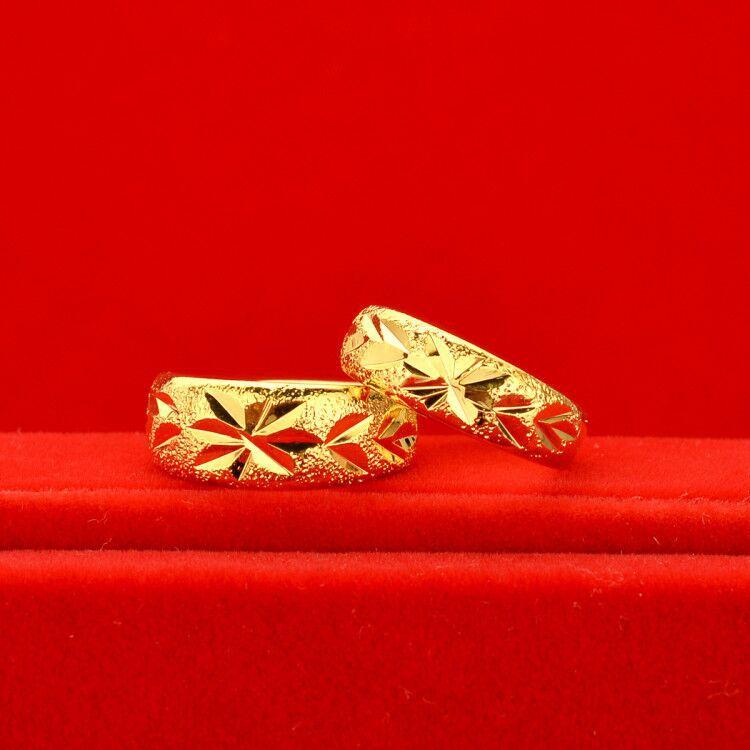 

Cluster Rings Luxury 24K Yellow Gold Golden Gypsophila Shaped For Couple Women Men Wedding Engagement Fine Match Ring Jewelry Gifts