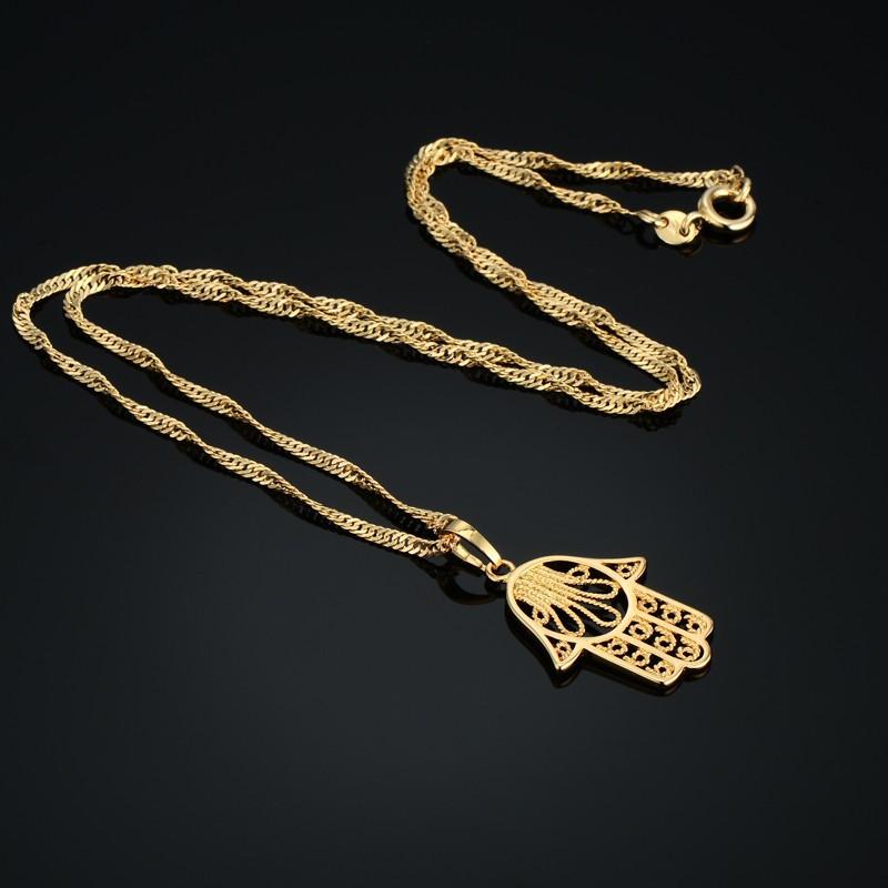 

Pendant Necklaces Fashion Hand Of Fatima Pendants Hamsa Chain Short Long Mens Womens Gold Necklace Jewelry Gift