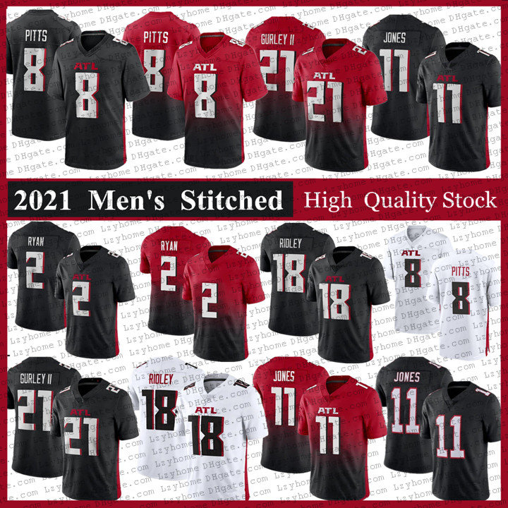 

ATL 8 Kyle Pitts 2 Matt Ryan 18 Ridley Football Jerseys 21 Todd Gurley II 11 Julio Jones Red Black White Jersey, My store(lzyhome)