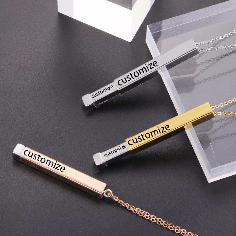

Pendant Necklaces Fnixtar 20Pcs 50+5cm Laser Custom Name Hidden Necklace Mirror Polish Stainless Steel Chorker For Women's Gifts