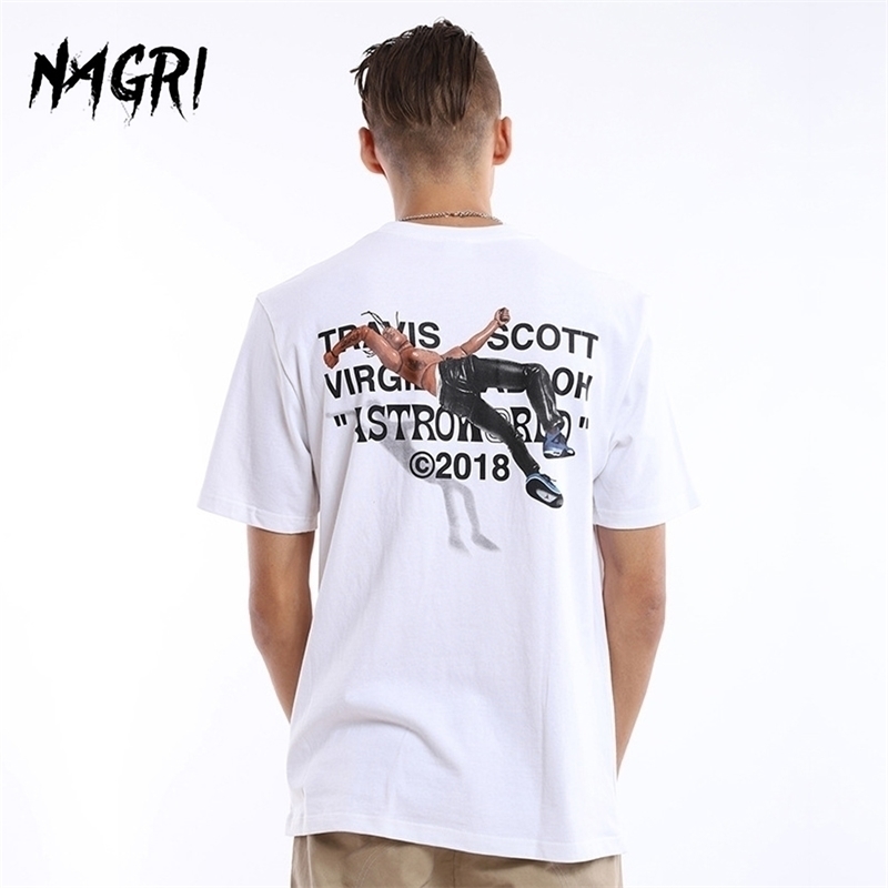 

NAGRI Men T-shirt Fan Letter Printing Travis Scotts ASTROWORLD Pocket Graphic Tshirts Letter Printing Streetwear Hip Hop Tee 210408, White