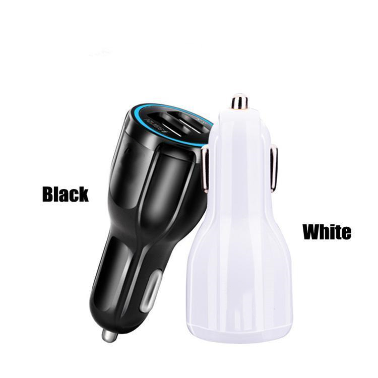 

QC 3.0 Car Charger Quick Charging Adapter for Samsung S10 Huawei Tablet 2 Port Dual USB Fast Car Phone Chargers, Black