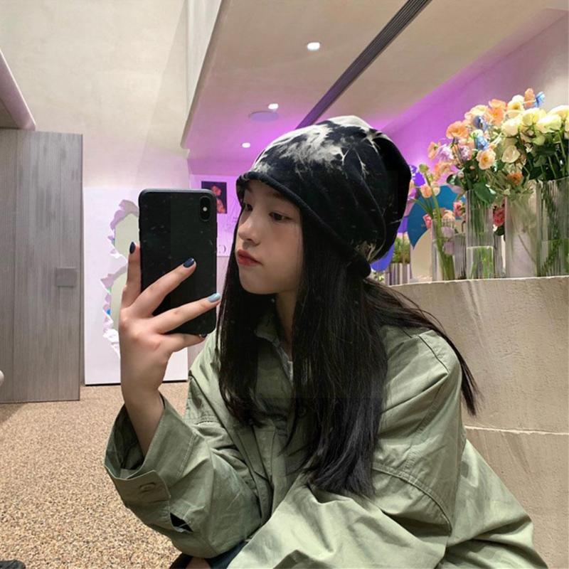 

Berets Tie-dye Pile Of Hats Single-layer For Men Women Casual Cap All-match Thin Hood Hat Ins Style Wild Street Shooting Cold Q3O7
