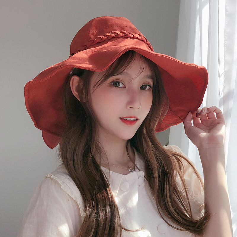 

Bucket Female Japanese Korean Style All-Matching Internet Celebrity Student Sun-Proof SunBroad-Brimmed Hat Child Spring Summer Tren, Khaki