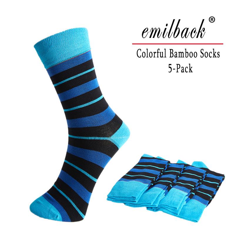 

Men's Socks Emilback 5 PRS/Lot Colorful Mens Happy Funny Casual Long Bamboo High Quality Very Soft Antibacterial Big Size Breathable D, Black