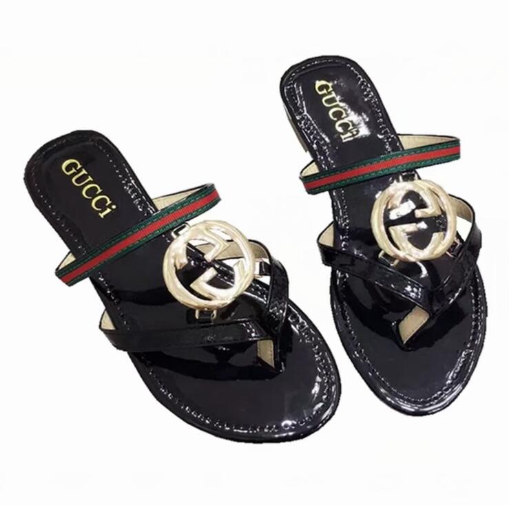 

8999 Summer Women Beach Shoes Fashion Woman Slide Sandals Ladies Flat Shoes Slip on Sandles Femme Designer Slippers size 35-42, Black
