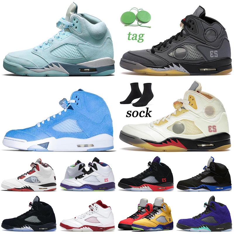 

High Quality Basketball Shoes Jumpman 5 5s Bluebird Black Muslin UNC Sail Mens Women OG Racer Blue Top 3 Quai 54 Alternate Grape Sneakers Trainers Sports Size 40-47, C40 oklahoma 40-47.jpg