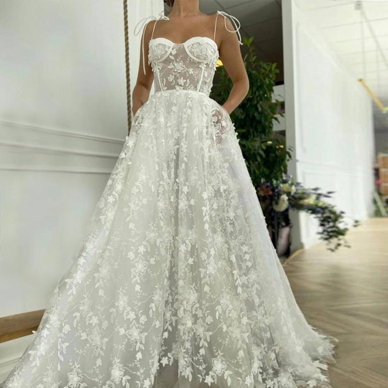 

Casual Dresses Ladies Strap Cross Wedding Elegant Dress V Neck Evening Slim Lace Bohemian Sexy Long Skirt, As picture