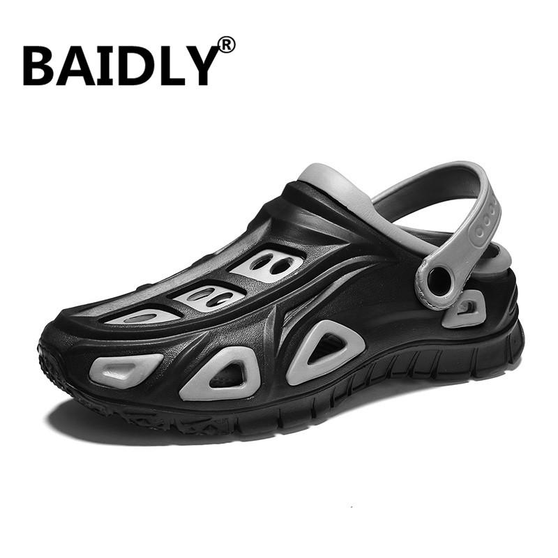 

Sandals Summer Men's Daily Outdoor Beach Men Garden Water Shoes Male Jelly Slippers Sandalia Masculina, Black
