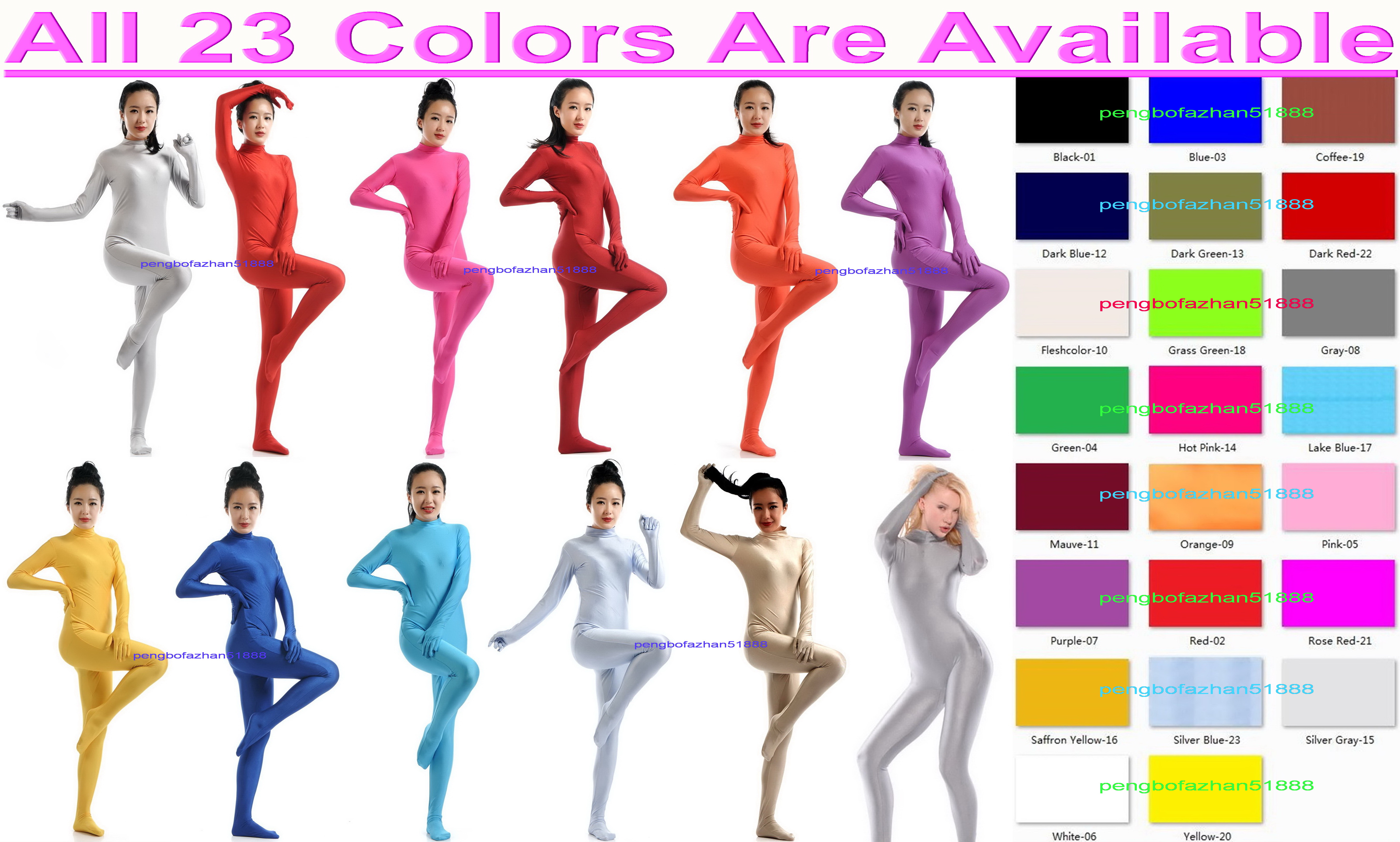 

Sexy Women Tights Body Suit Costumes 23 Color Lycra Spandex Catsuit Costume Unisex Outfit Halloween Party Fancy Dress Cosplay Bodysuit P009, Silver blue