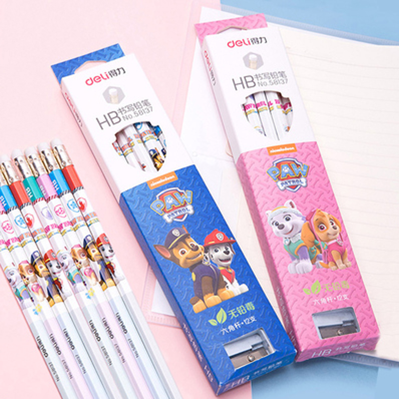 

DELI with Eraser 12pcs Pupil s 2B HB Student Writing Painting Wooden Lead Pencil School Stationery Supplies