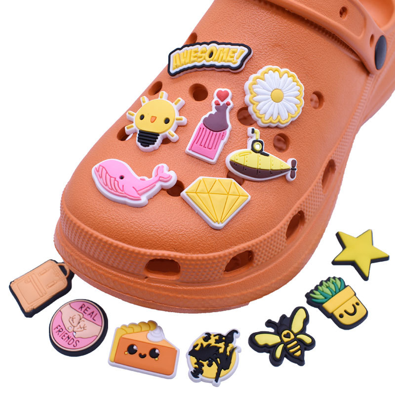 

Wholesale Yellow Croc Charms Soft PVC Rubber Shoe Accessories Decorations Buckle for Kids Party Xmas Gifts