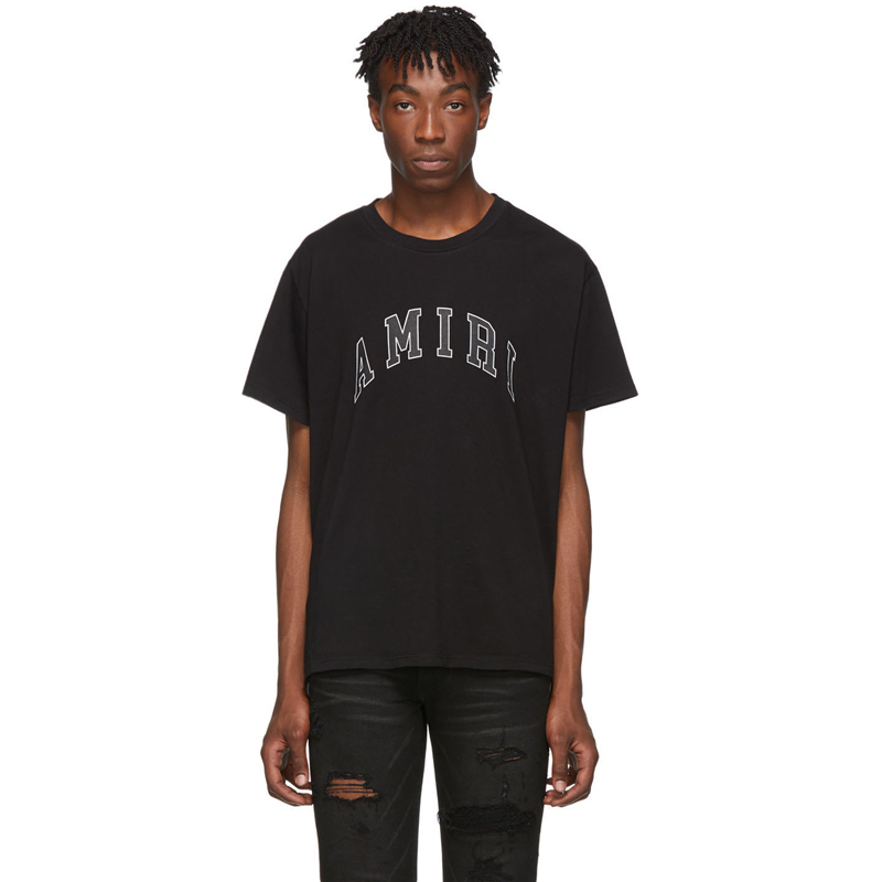 

Amir Letter Tshirt Black Cotton Plain Knitting Short Sleeve Tshirt Men's Trend, White;black