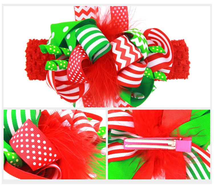 

Hair Accessories 1PCS 13x14cm Christmas Shabby Flower Bow Baby Girl Soft Elastic Ribbon Headband 020, 020-1