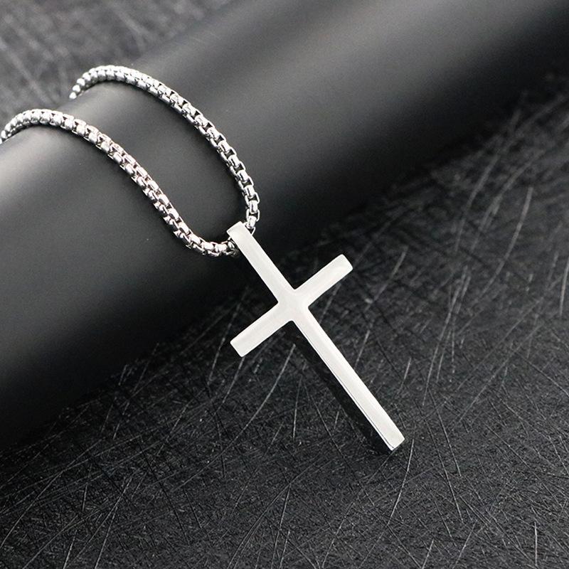 Pendant Necklaces Titanium Steel Cross Necklace Men Women Fashion Simple Stainless Couple Accessories Jewelry Gifts-image-704841953