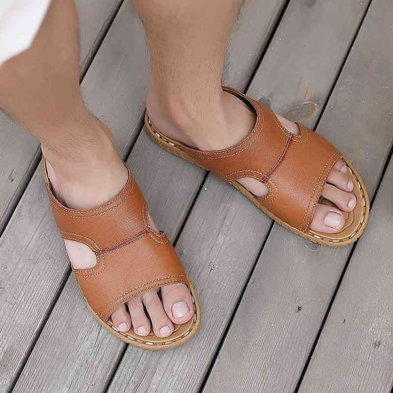 

slippers summer men's shoes casual wear leather from classic plutonium simple dew comfortable selling sandals ks091 beach a2h4, Black