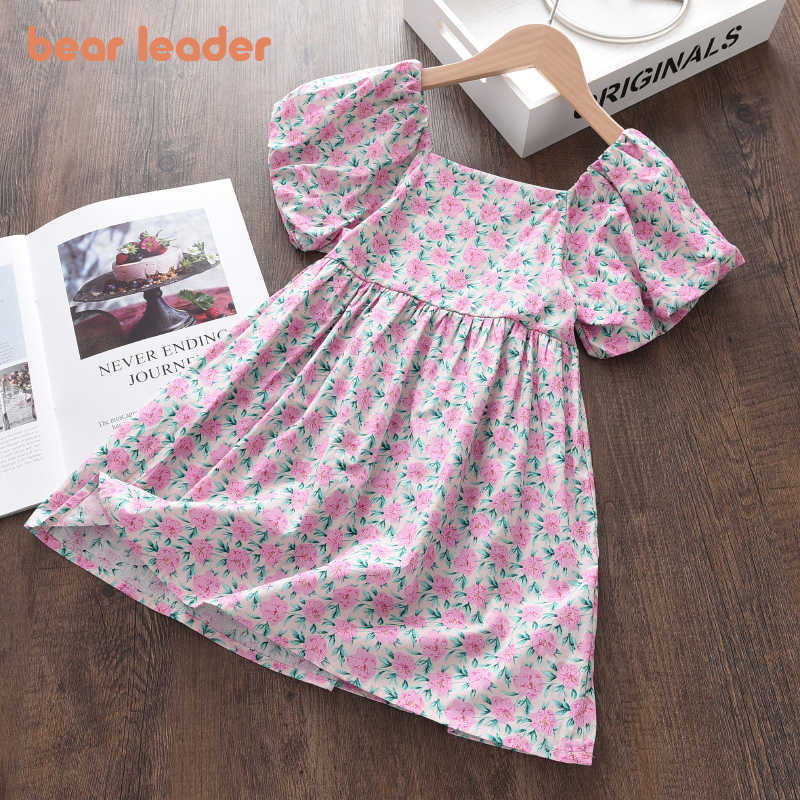 

Bear Leader Girls Casual Floral Dresses Summer Kids Princess Fancy Clothes Puff Sleeve Children Prom Party Suits 3-7Y 210708, Ah405 wine red