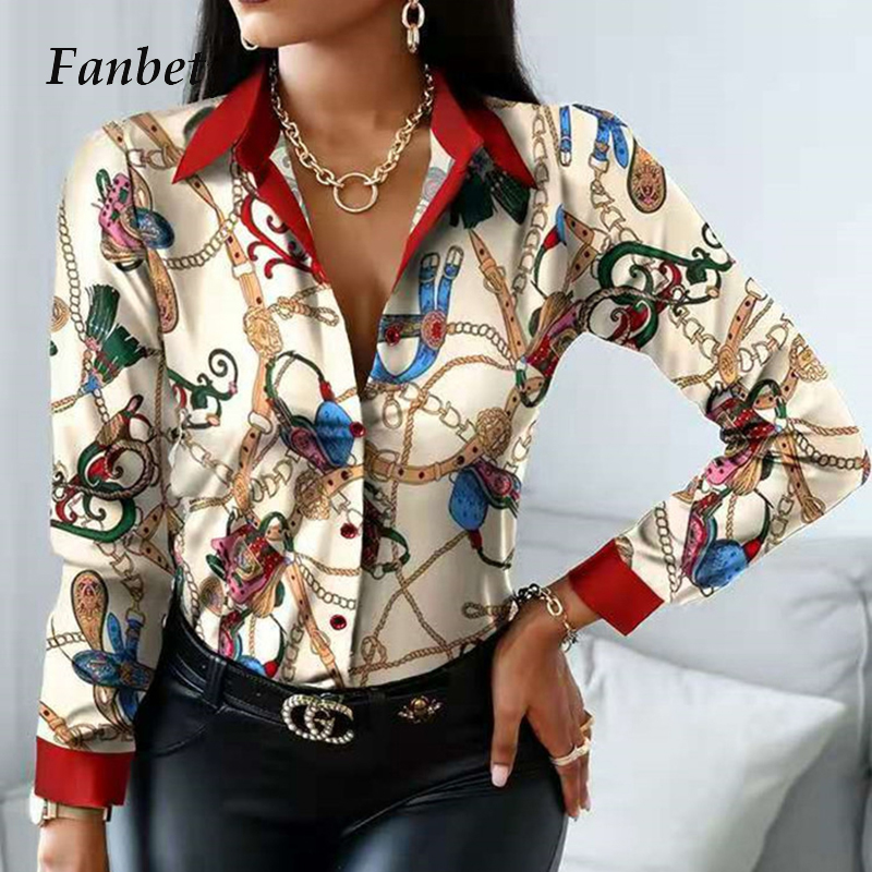 

Women Vintage Floral Print Lacing Blouse Shirt Autumn Long Sleeve Sexy V Neck Ladies Top Casual Button Female Fashion Slim Blusa, 01 yellow print