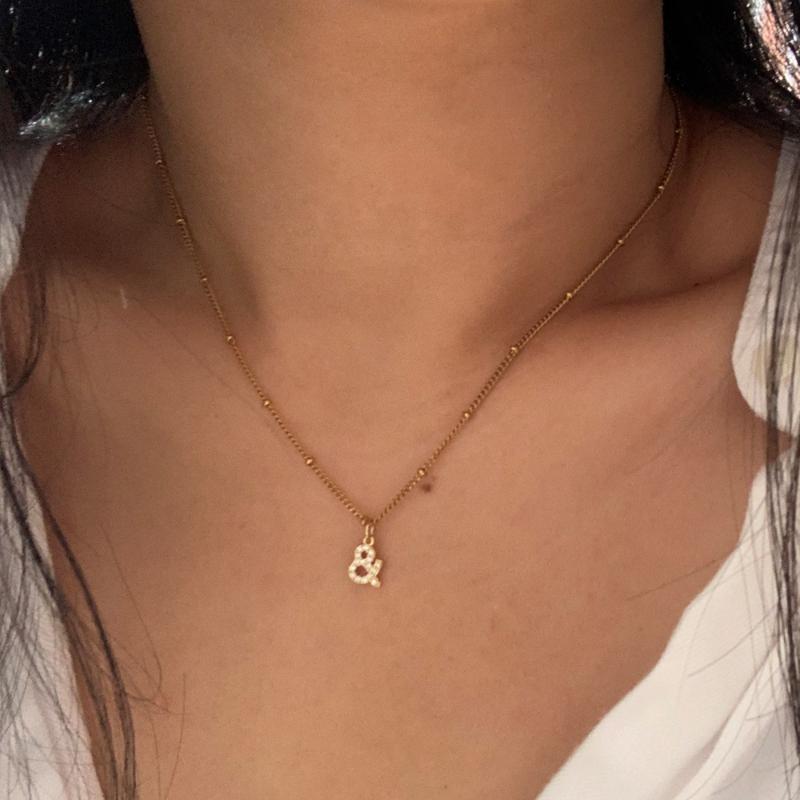 

Pendant Necklaces Simple Small Zircon & Symbol Necklace For Women Trendy Copper Charm Steel Beaded Chain Statement Jewelry Accessories