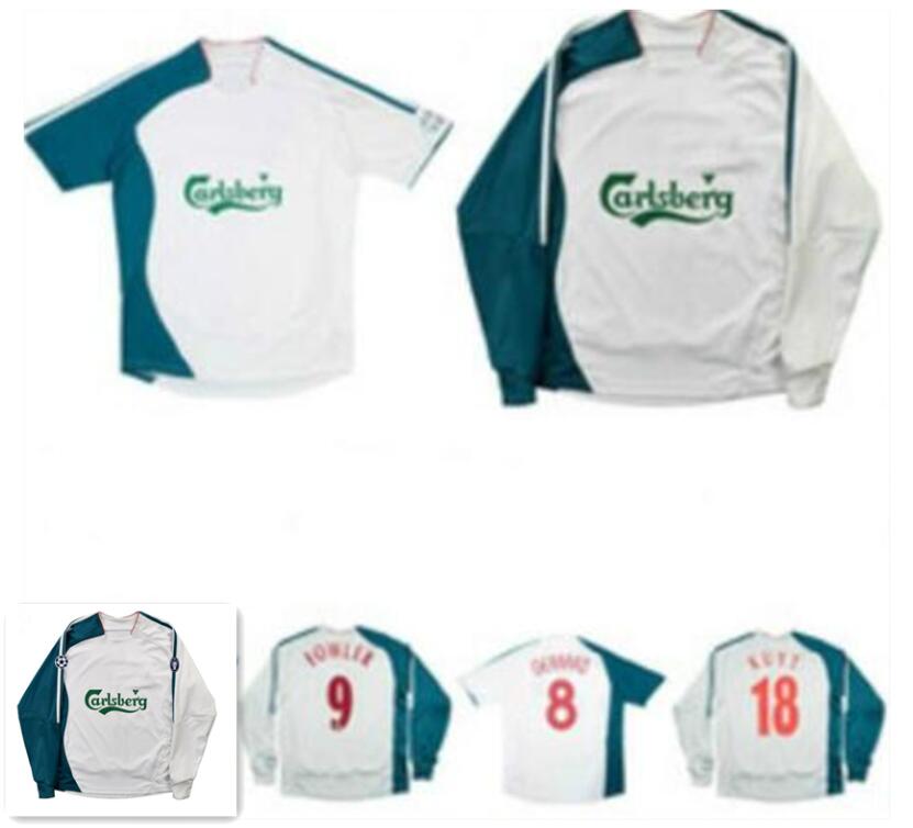 

2006 2007 Gerrard Fowler ALONSO KUYT Riise away retro soccer jersey home away 06 07 CARRAGHER Mascherano vintage classic football shirt, Away epl jersey