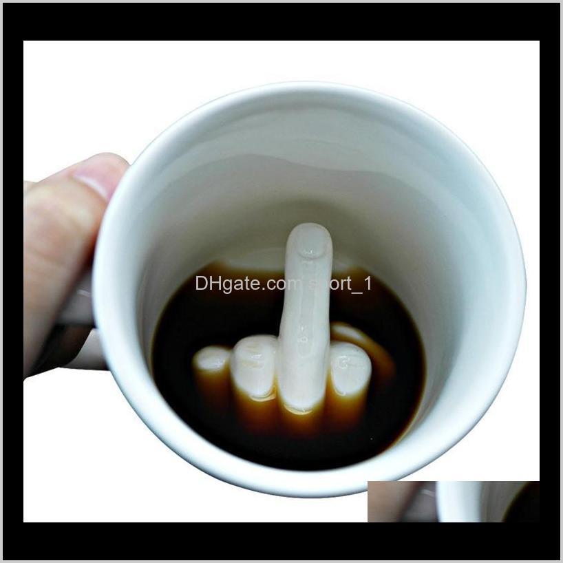 

Mugs Drinkware Kitchen Dining Bar Home Garden Drop Delivery 2021 Creative Design White Middle Finger Novelty Style Mixing Coffee Milk Funny C