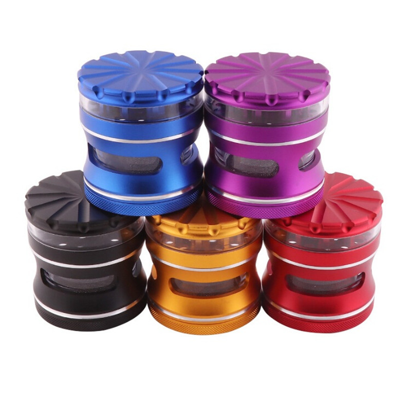 

4 Layers 63mm Herb Grinder Smoking accessories bag Cali Crusher Tobacco Aluminum alloy Cigarette Machine Scraper with Gift Box bongs
