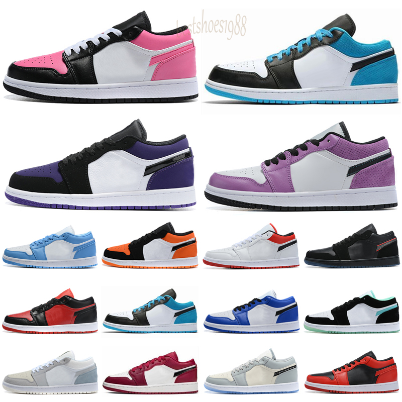 

Jump man 1 Low basketball shoes 1s top OG UNC Court Purple Red Orbit Aurora Smoke Grey Bred University Gold trainers sneakers Eur 36-46, Color 17