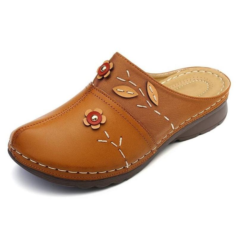 

Slippers Women Summer Shoes Woman Split Leather Hollows Breathable Women's Outside Slides Plus Size 2021, Black